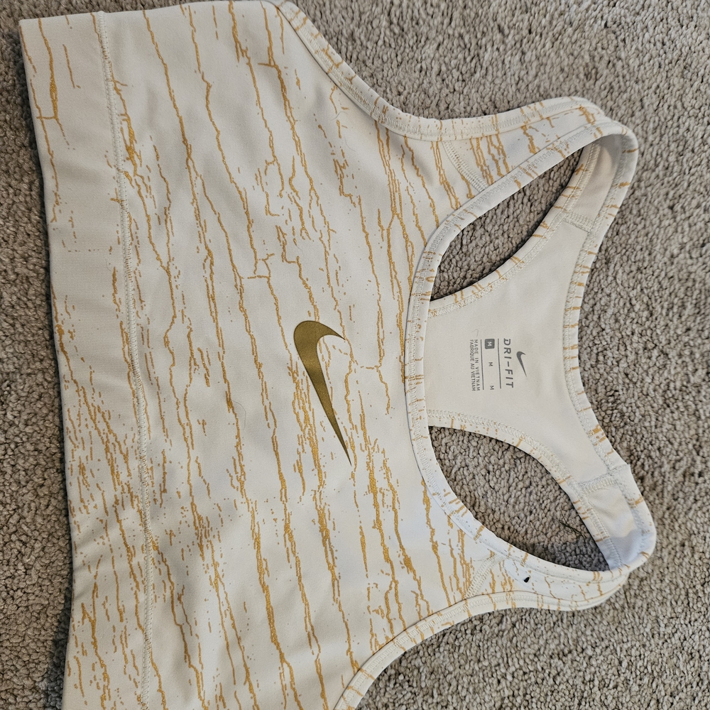 Nike White and Gold Sports Bra